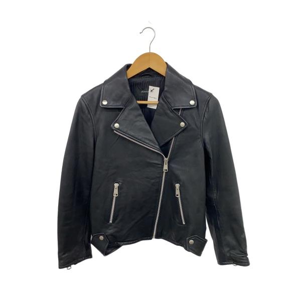 JEANASIS◆シングルライダースジャケット/FREE/羊革/BLK/JS070896N9