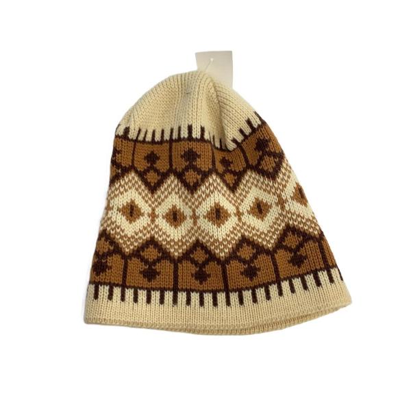 WIGWAM/80s/USA製/ニットキャップ/--/ウール/BEG/総柄/メンズ