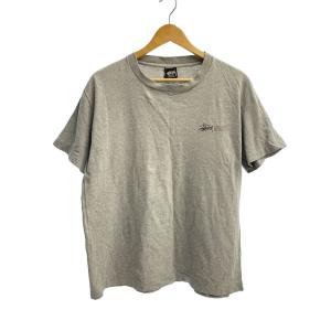 STUSSY◆80s/USA製/EAT DRINK Photo TEE/Tシャツ/M/コットン/GRY/プリント