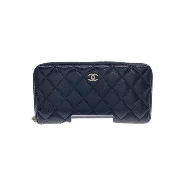 CHANEL◆長財布/羊革/BLK/レディース