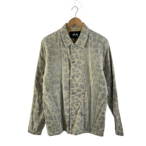 STUSSY◆ジャケット/M/ナイロン/GRY/レオパード