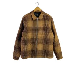 STUSSY◆ジャケット/L/コットン/BRW/チェック