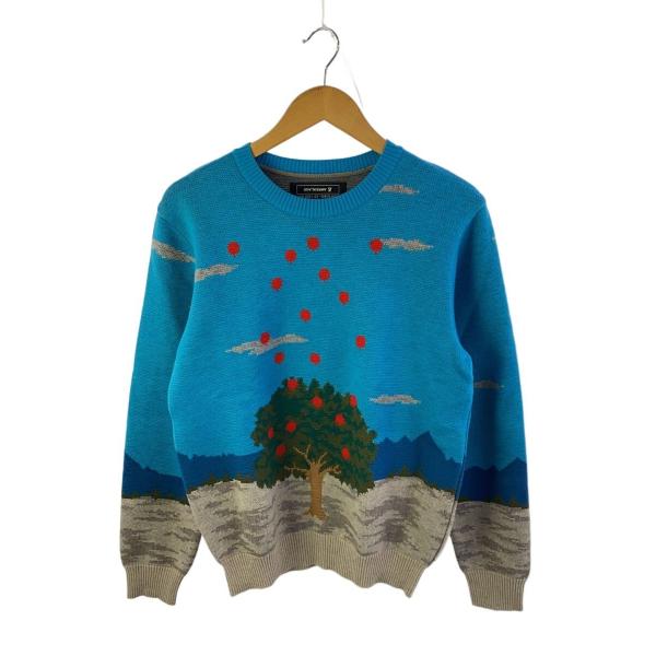 ANREALAGE◆GRAVITY APPLE KNIT/AW21/46/ウール/BLU/総柄