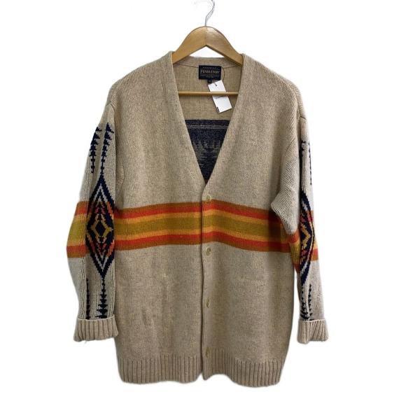 PENDLETON◆PENDLETON/カーディガン(厚手)/M/ウール/BEG/総柄/1575-6...