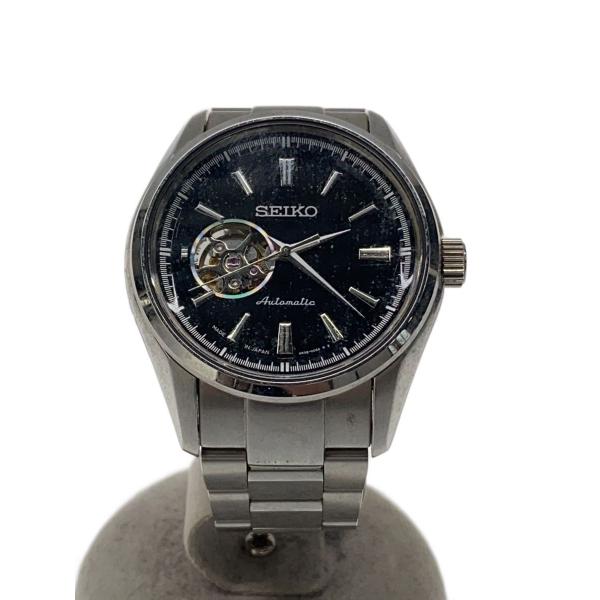 SEIKO◆自動巻腕時計/アナログ/ステンレス/BLK/SLV/4R38-00S0