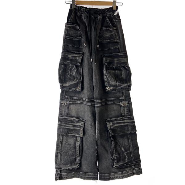 GUAPI◆IRON GREY CARGO DENIM/カーゴパンツ/28/コットン/BLK/無地