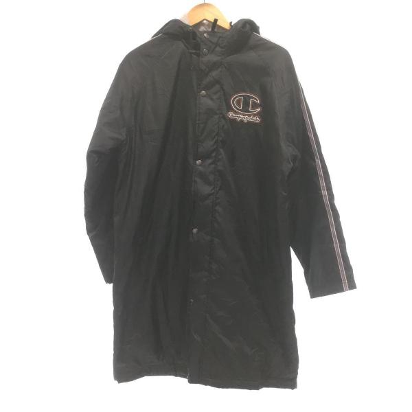 Champion◆ベンチコート/160cm/ポリエステル/ブラック/黒/90年代/CYJ9007C