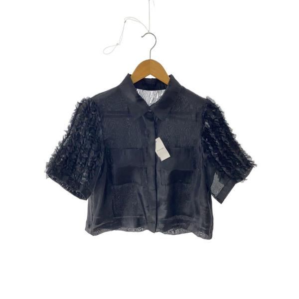 AMERI◆半袖シャツ/M/ポリエステル/BLK/無地//