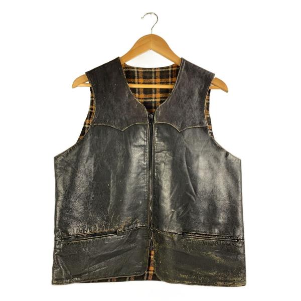 80s~/ベスト/レザー/BLK/無地//