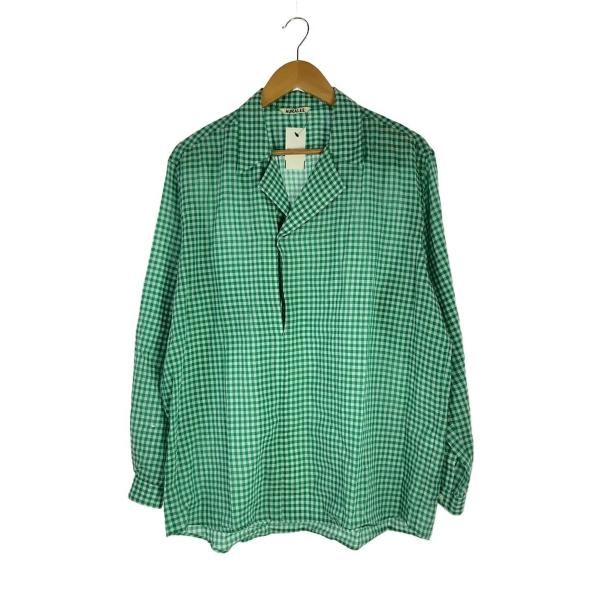 AURALEE◆長袖シャツ/3/コットン/GRN/チェック/A25SS02GC