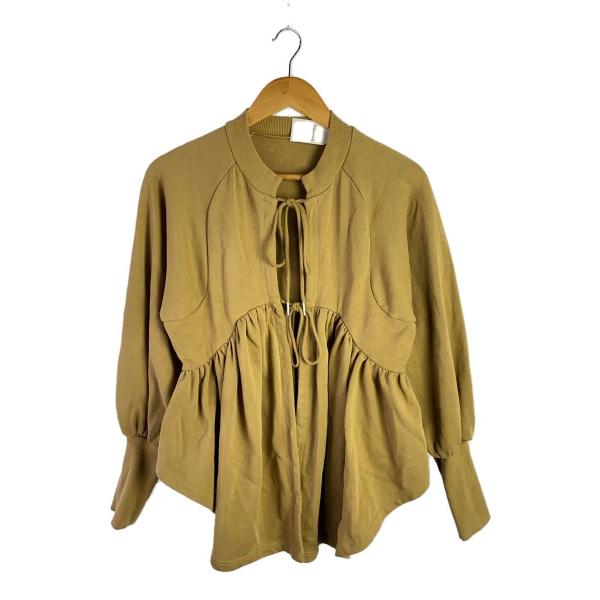 AMERI◆SYMMETRY PEPLUM SWEAT TOP/スウェット/FREE/コットン/BE...