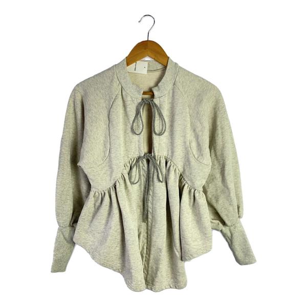 AMERI◆SYMMETRY PEPLUM SWEAT TOP/スウェット/FREE/コットン/GR...