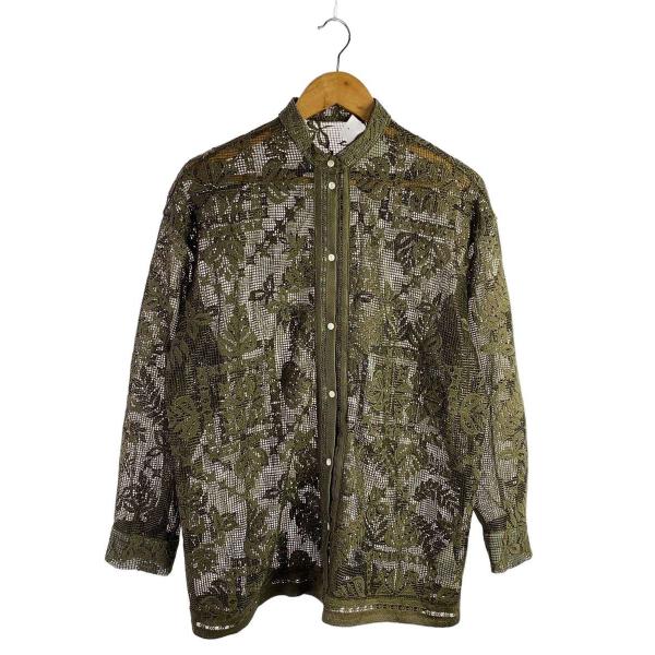 AMERI◆CHEMICAL LACE OVER SHIRT/長袖シャツ/FREE/ポリエステル/K...