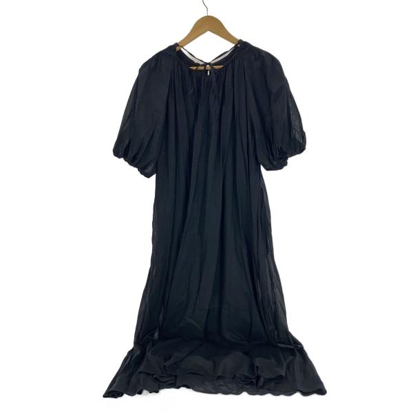 AMERI◆2WAY GARMENT DYE DRESS/半袖ワンピース/S/コットン/BLK