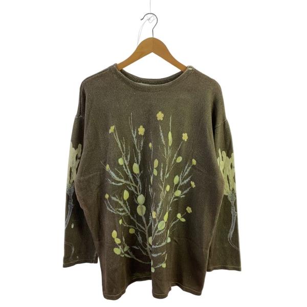 AMERI◆24SS/VINTAGE ILLUSTRATION PRINT KNIT TOP/ニット...