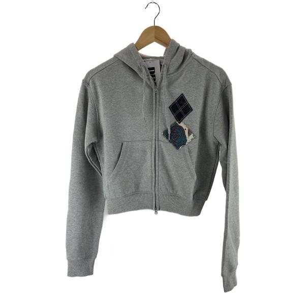 OPEN YY◆ARGYLE PATCHED HOODIE/ジップパーカー/S/コットン/GRY/y...