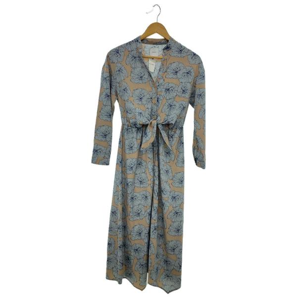 AMERI◆長袖ワンピース/--/ポリエステル/BEG/総柄/0291520111