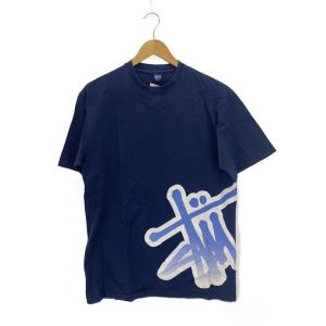 STUSSY◆00s/紺タグ/Separate Logo Tシャツ/L/コットン/NVY/プリント