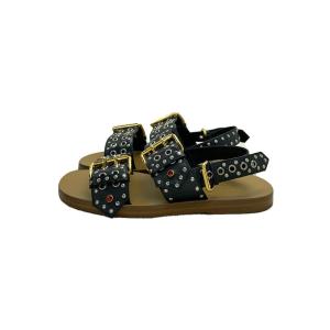 GUCCI◆EMBELLISHED LEATHER SANDALS/サンダル/UK8/BLK/725816//