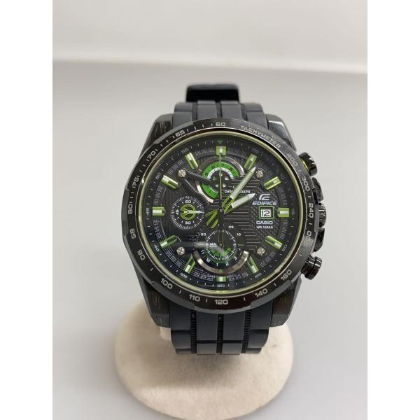 CASIO◆クォーツ腕時計・EDIFICE/アナログ/ラバー/BLK/BLK//