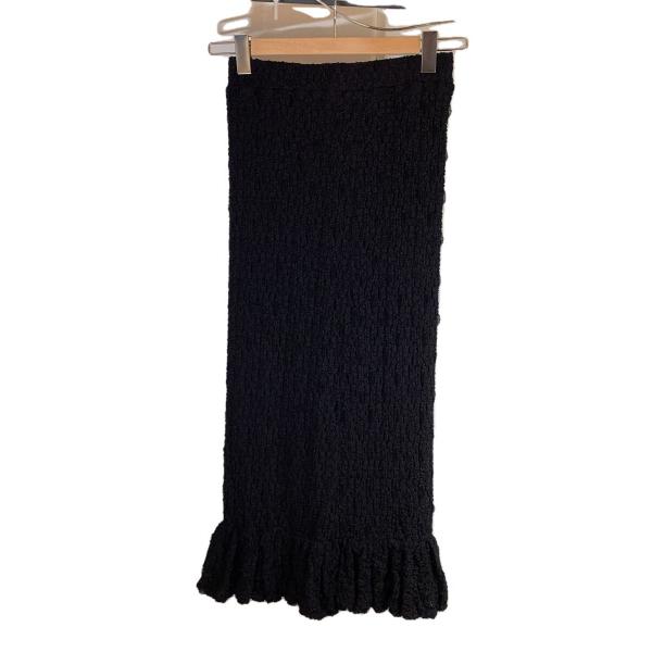 AMERI◆22AW/WRINKLE FLOWER LACE SKIRT/M/ナイロン/BLK/02...