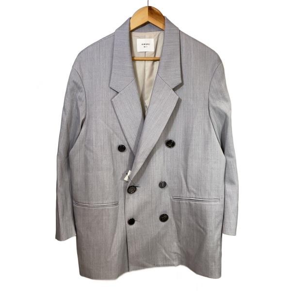 AMERI◆EMBELLISH BUTTON/テーラードジャケット/S/ポリエステル/GRY/無地/...