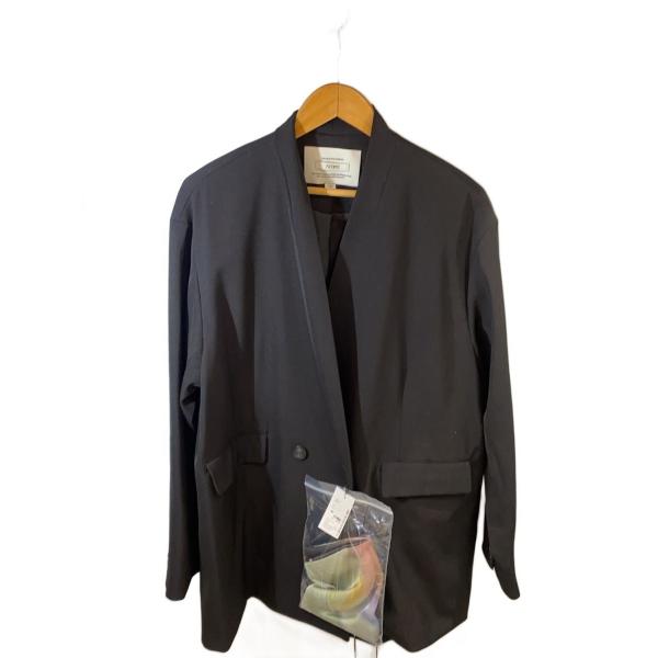 AMERI◆SMOKE FLOWER SCARF JACKET/S/ポリエステル/BLK/01251...