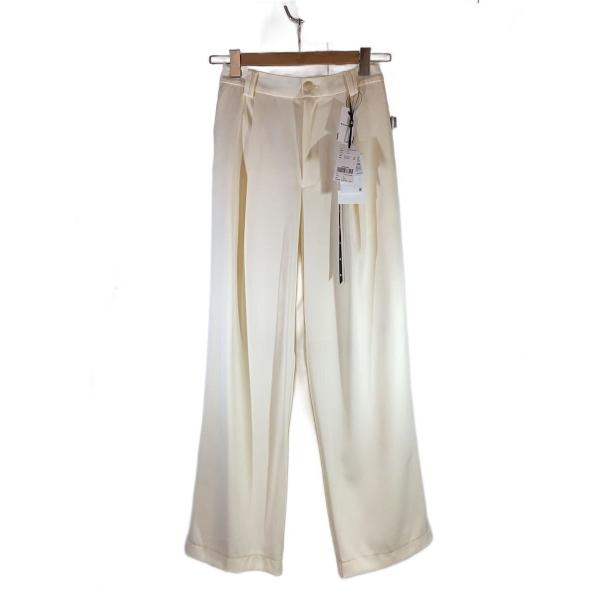 AMERI◆POLISHED STRAIGHT PANTS/M/ポリエステル/WHT/0125108...