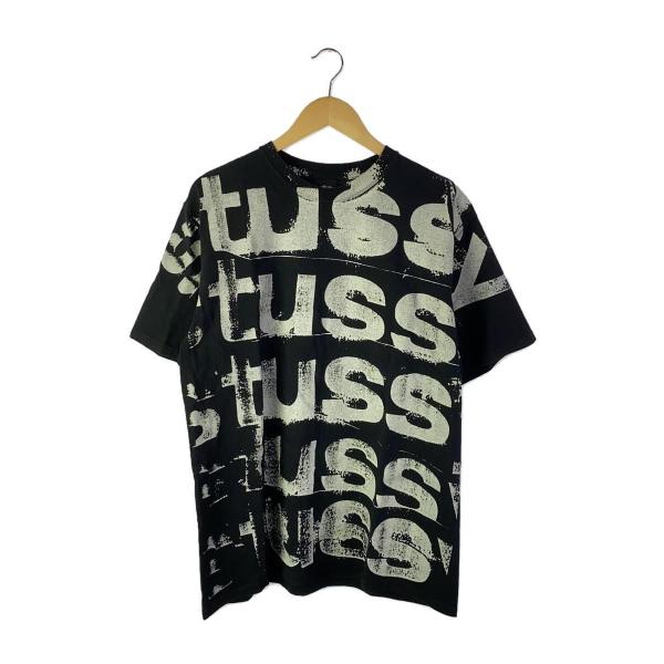 STUSSY◆Tシャツ/L/コットン/BLK/総柄