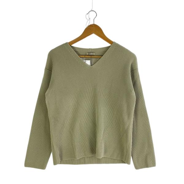 AURALEE◆SUPER FINE wool RIB KNIT/0/ウール/GRN/無地/A9AV...