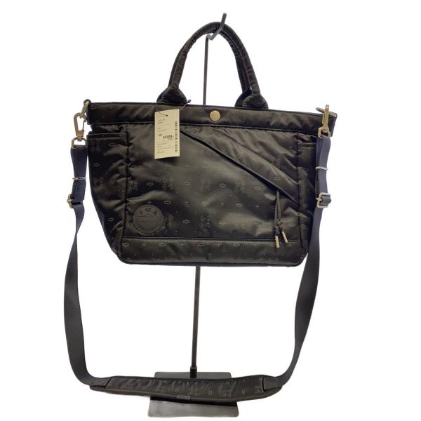 POTR◆MONOGRAM 2WAY TOTE BAG/トートバッグ/ナイロン/BLK/モノグラム/...