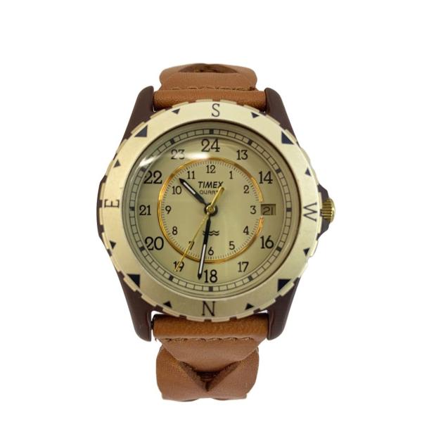 TIMEX◆クォーツ腕時計/アナログ/レザー/BRW/BRW/SS/tw2p88300/safari