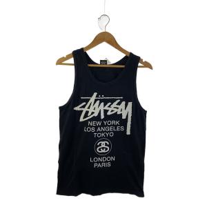 STUSSY◆タンクトップ/S/コットン/BLK