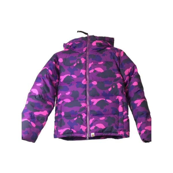 A BATHING APE◆ダウンジャケット/XS/ポリエステル/パープル/カモフラ/CAMO DO...