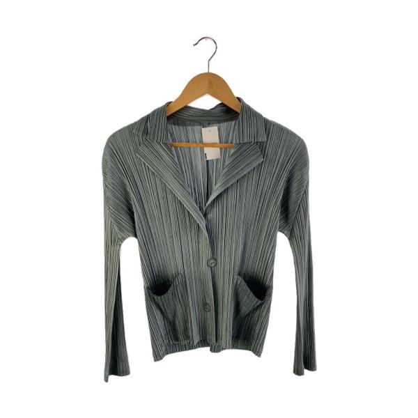PLEATS PLEASE ISSEY MIYAKE◆ジャケット/3/ポリエステル/GRN/PP83...