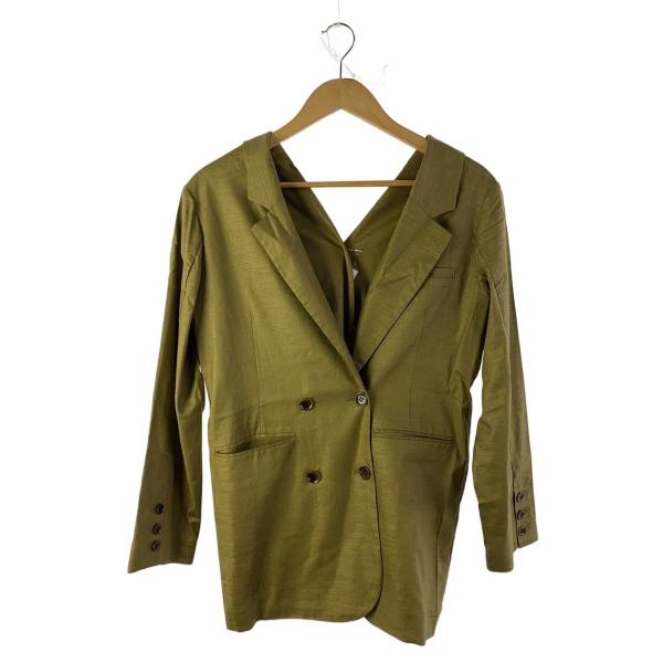 AMERI◆ジャケット/S/レーヨン/KHK/無地/01010650600