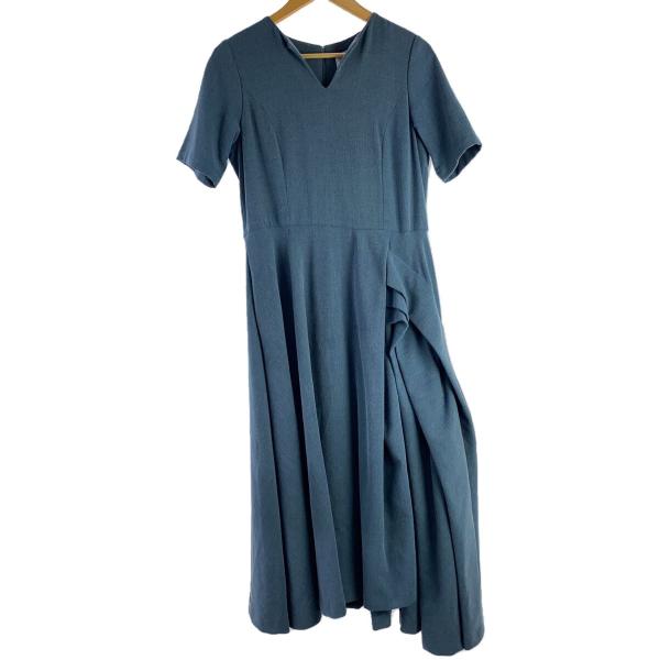 AMERI◆OVERLAP TUCK DRESS/半袖ワンピース/FREE/コットン/BLU/017...