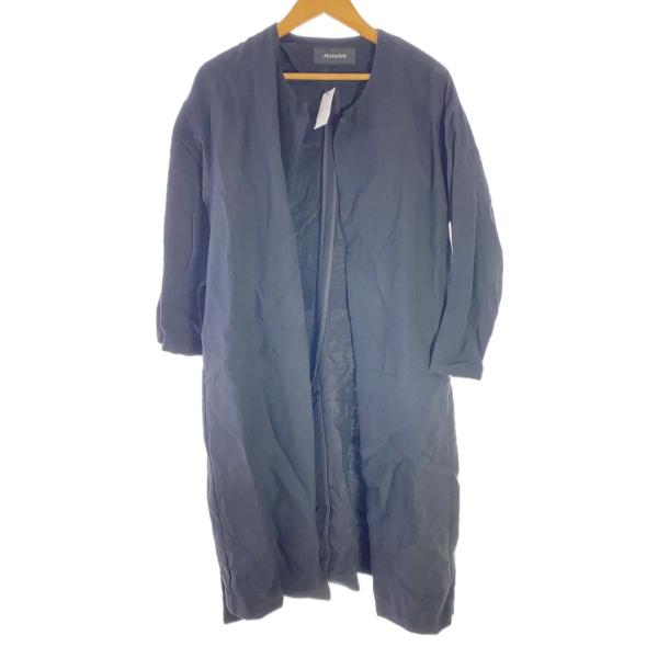 JEANASIS◆リボン付き/ノーカラー/コート/ロングアウター/FREE/コットン/BLK/JS0...