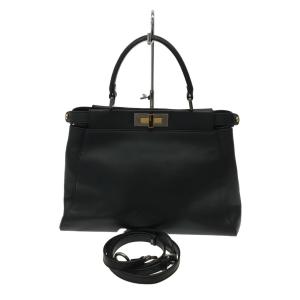 FENDI◆ピーカブー/2WAY/ハンドバッグ/レザー/BLK/8BN226/ショルダーバッグ//