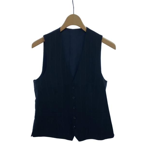 LARDINI◆ジレベスト/44/ウール/BLK/黒/ストライプ/JS77003