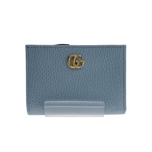 GUCCI◆日本限定/ダブルG/バイカラースモールウォレット/レザー/BLU/レディース/79