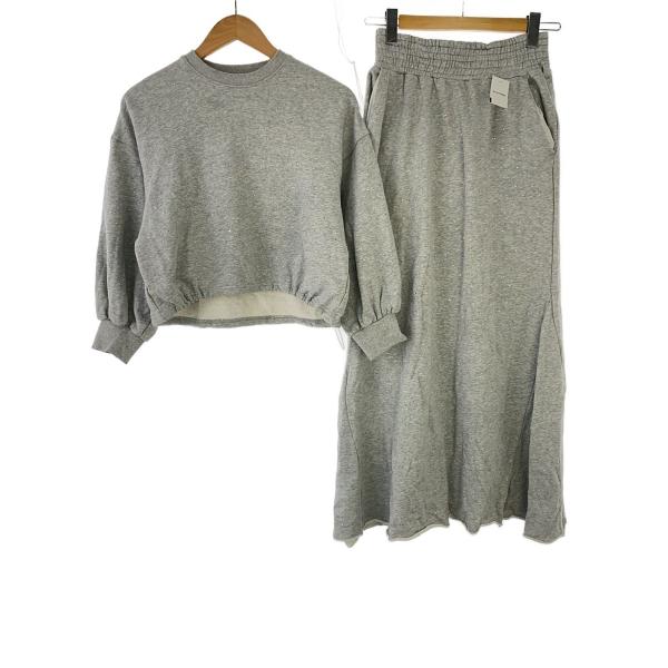 AMERI◆GLOSSY SWEAT SETUP DRESS/セットアップ/M/コットン/GRY/無...