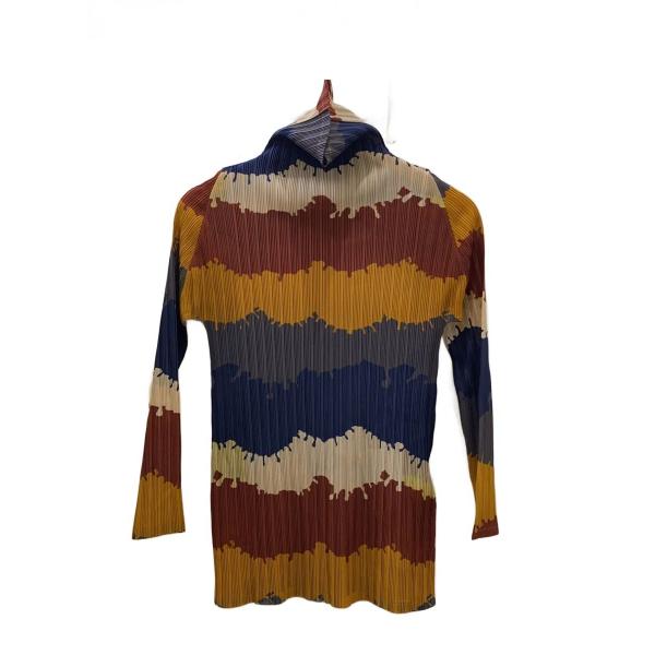PLEATS PLEASE ISSEY MIYAKE◆ハイネック/長袖カットソー/3/ポリエステル/...