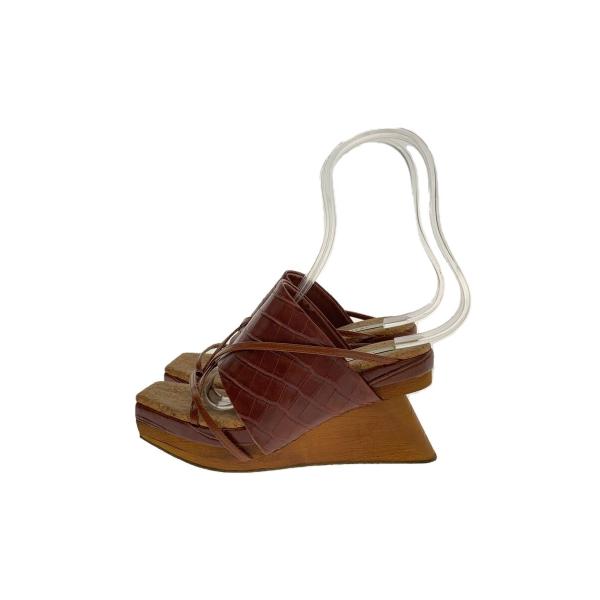 AMERI◆サンダル/S/BRW/スクエアトゥ/ウッドソールサンダル