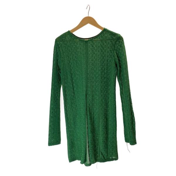 AMERI◆2WAY WRINKLE LACE STRIPE TOP/レース/FREE/グリーン/0...