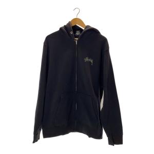 STUSSY◆スカル/ボーン/カモフラ/ジップパーカー/XL/コットン/ブラック