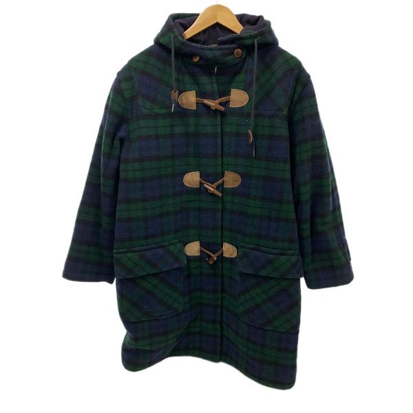 L.L.Bean◆80s/VINTAGE/USA製/ブラックウォッチ/ダッフルコート/M/ウール/G...