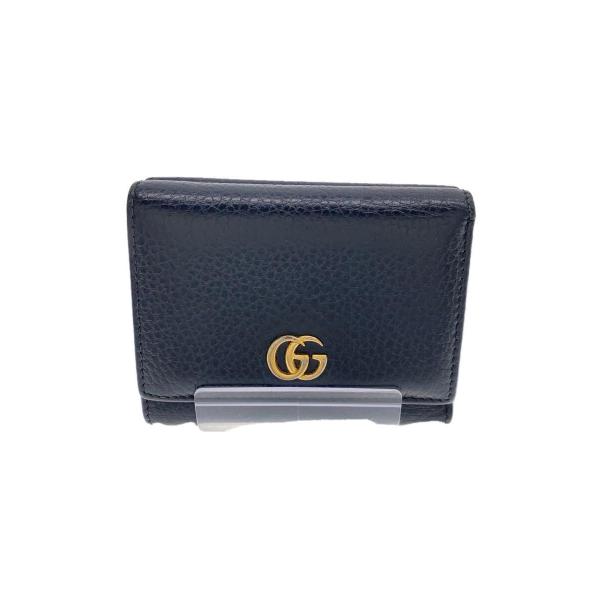 GUCCI◆3つ折り財布/レザー/BLK/無地/メンズ/474746 534563