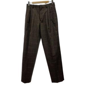 AURALEE◆BLUEFACED WOOL CHECK WIDE SLACKS/スラックスパンツ/4/ウール/BRW/チェック｜ssol-shopping