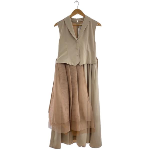 AMERI◆TULLE DOCKING DRESS/ノースリーブワンピース/--/ポリエステル/BE...